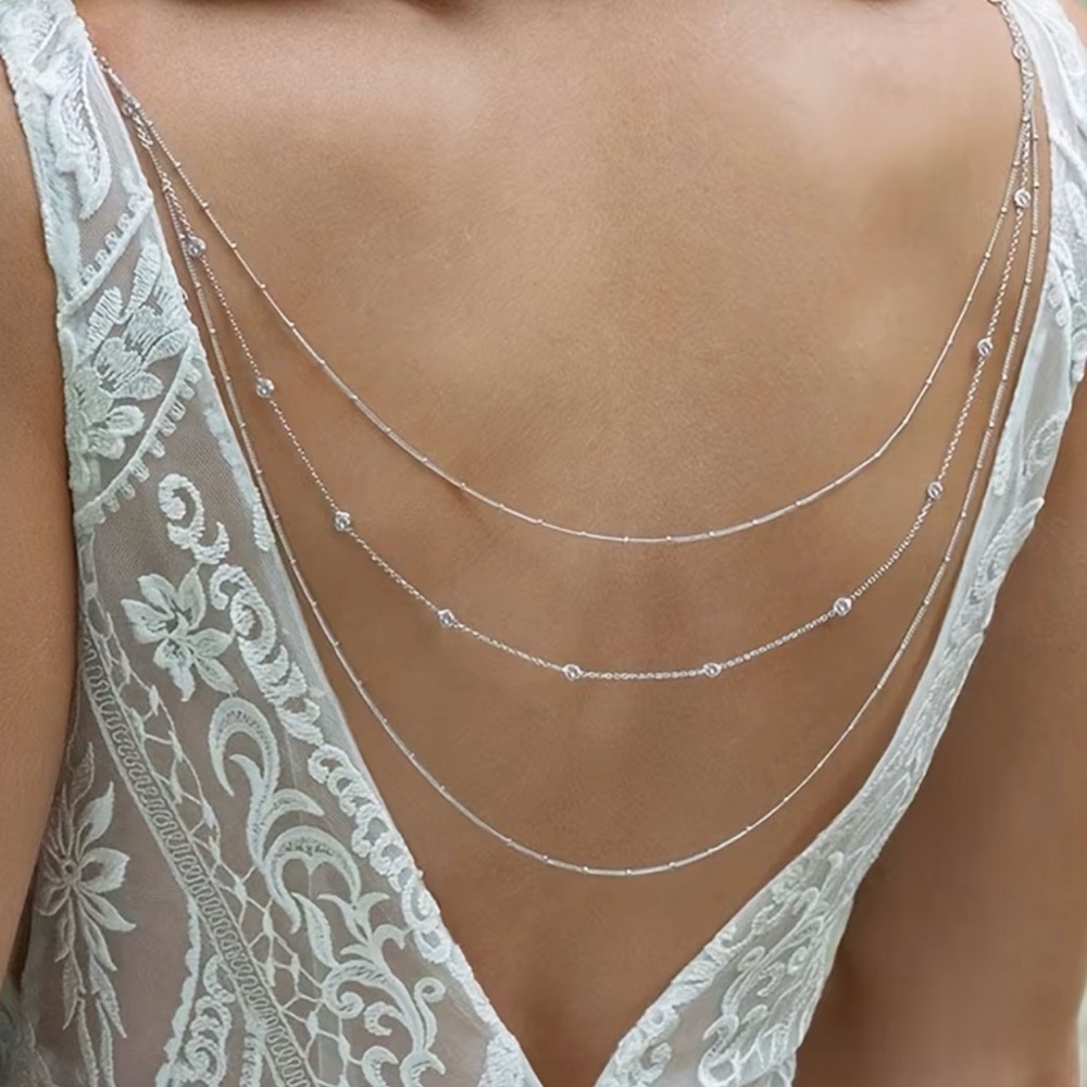 Elegant Multi-Layered body chain with satellite gems